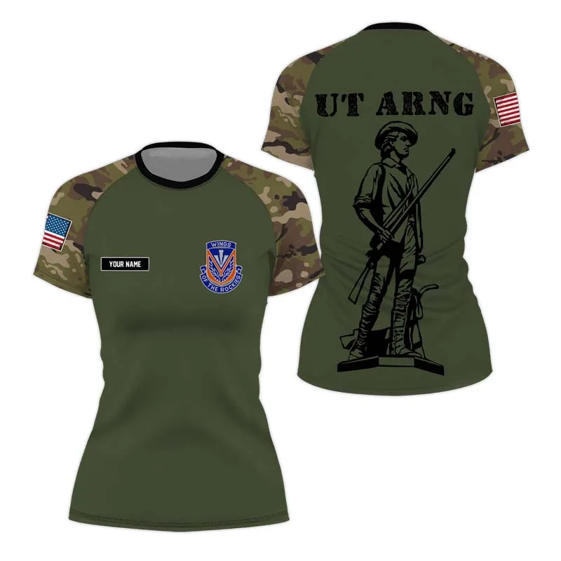 Personalized Utah ARNG Women's Short Sleeve Rash Guard