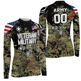 Personalized Veteran Army Camouflage Women's Long Sleeve Rash Guard