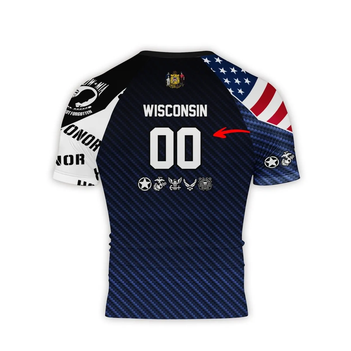 Personalized Veteran Military Honor Men's Short Sleeve Rash Guard