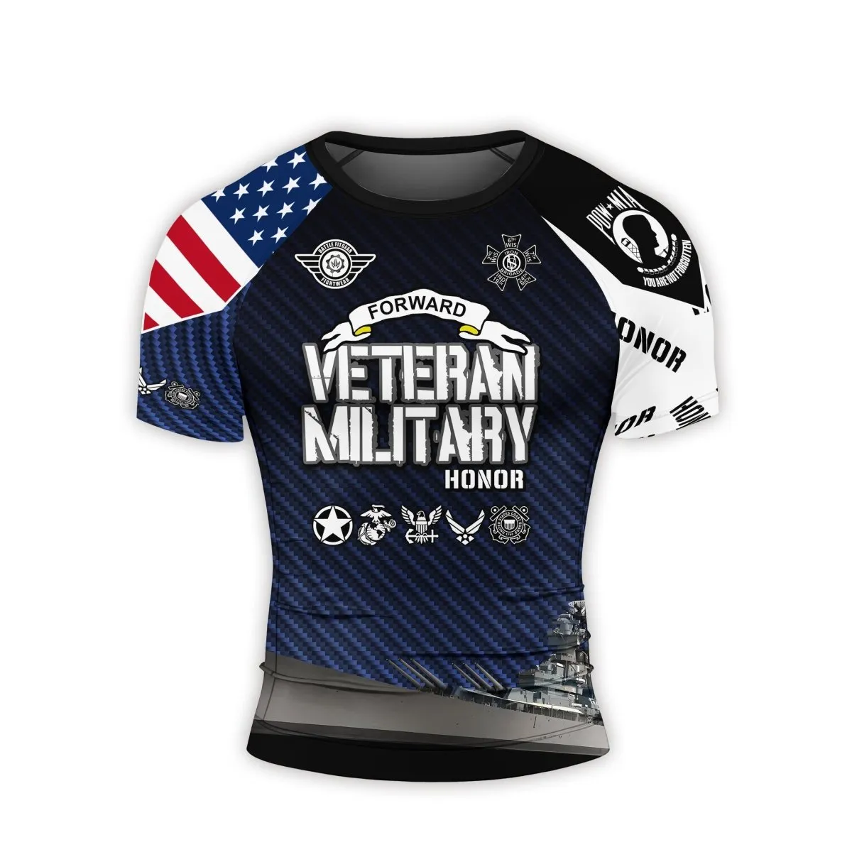 Personalized Veteran Military Honor Men's Short Sleeve Rash Guard