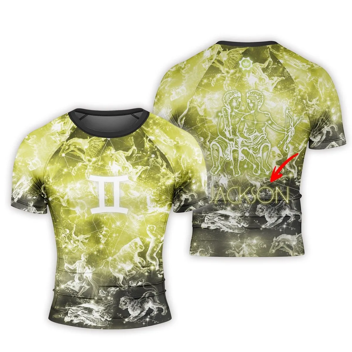 Personalized Zodiac Gemini Short Sleeve Rash Guard