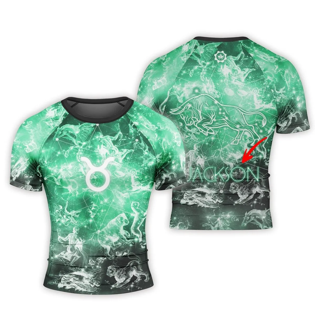 Personalized Zodiac Taurus Short Sleeve Rash Guard