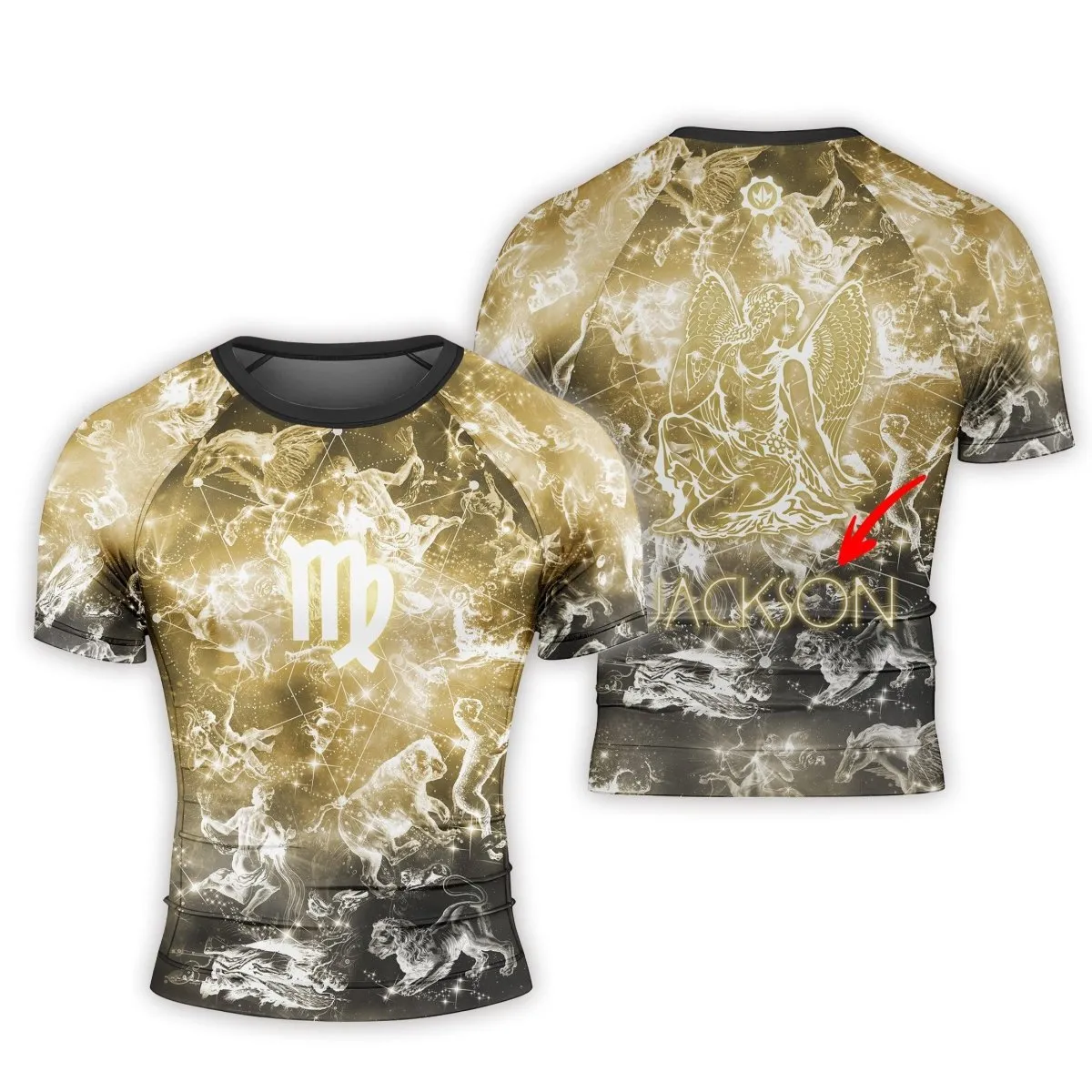 Personalized Zodiac Virgo Short Sleeve Rash Guard