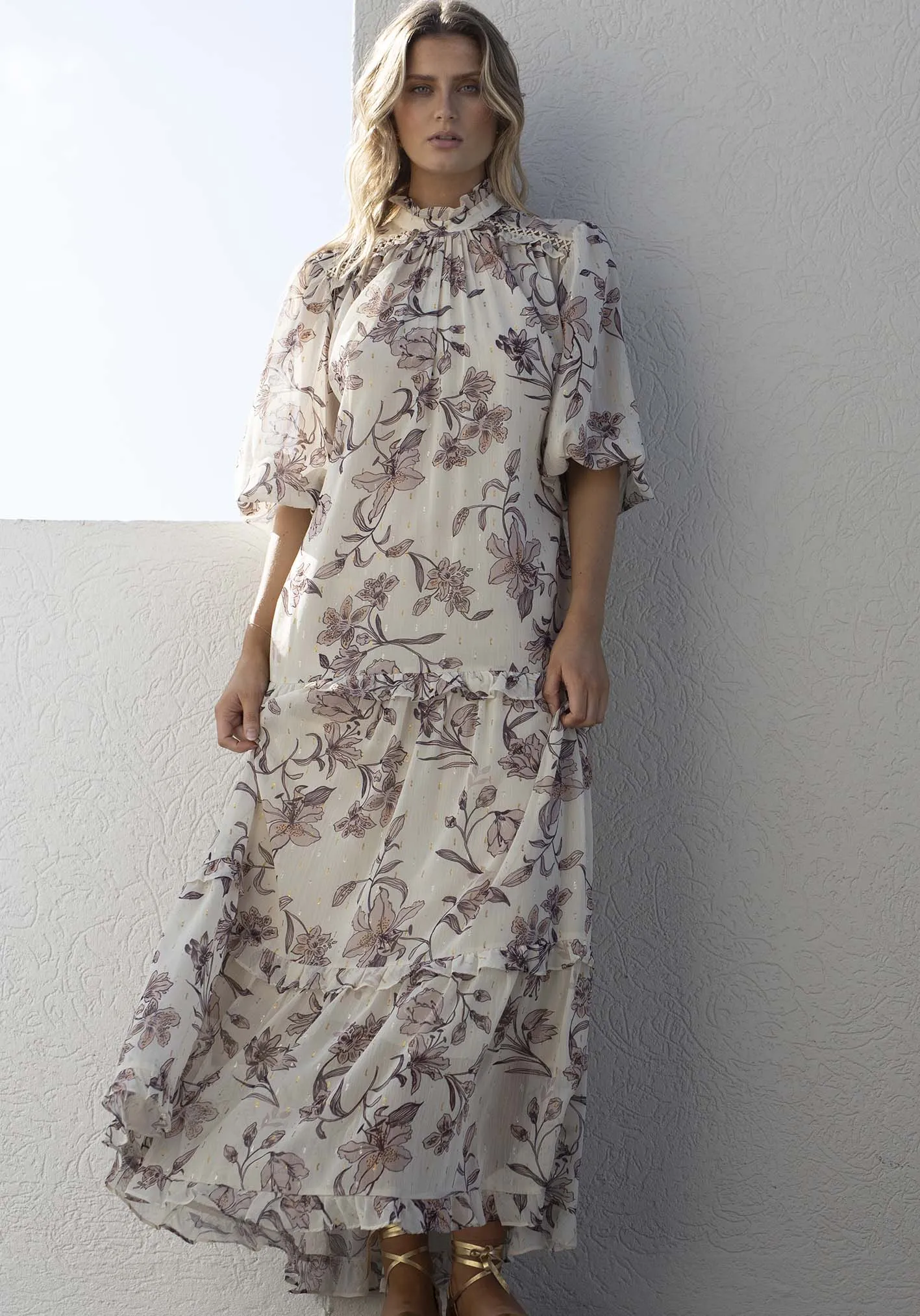 Plaza Floral Maxi Dress with Sleeve