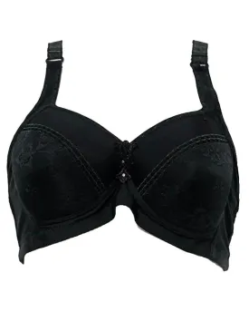 Plus Size Full Cup Single Padded Black Bra