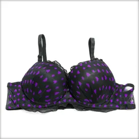 Purple Heart Double Padded Black Bra