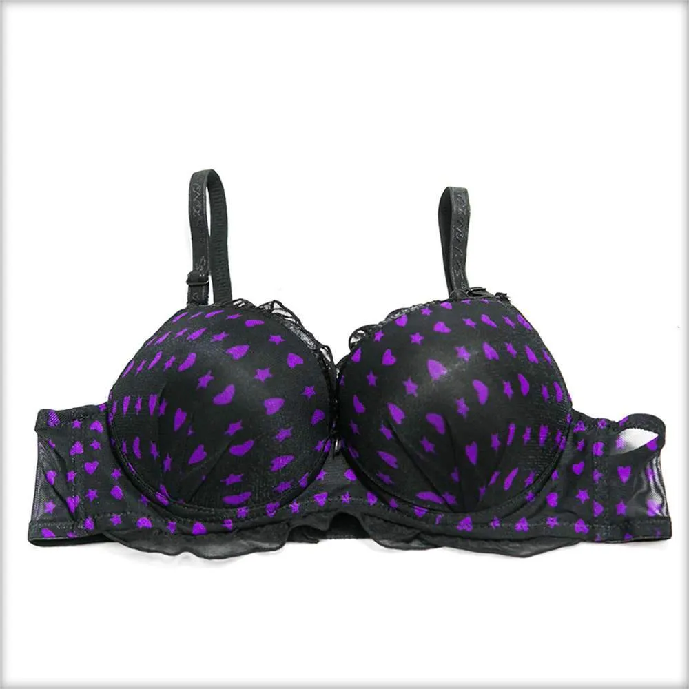 Purple Heart Double Padded Black Bra