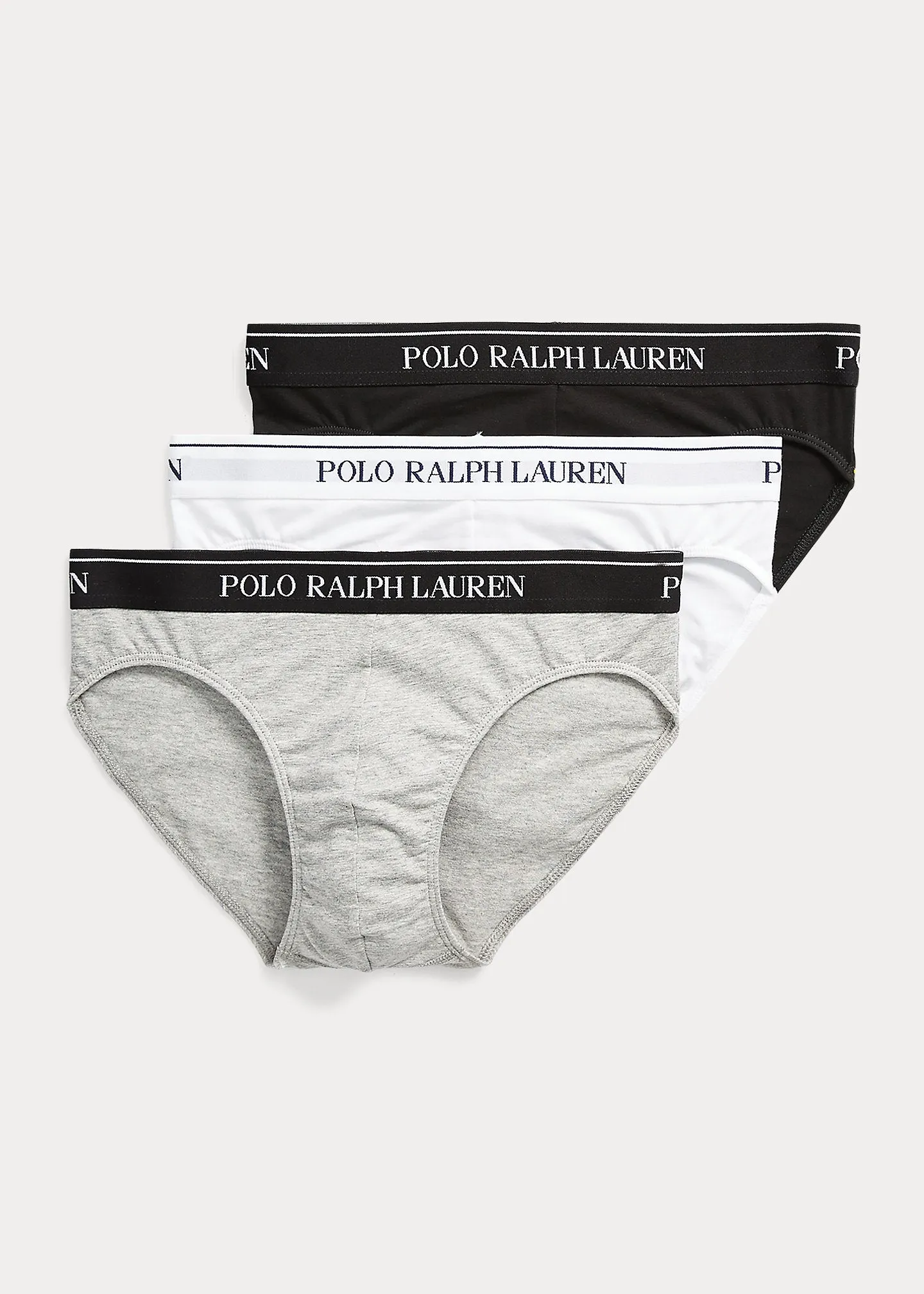Ralph Lauren Low-Rise Brief 3-Pack | Black/White/Grey
