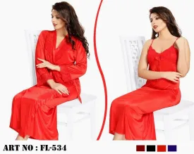 Red Nighty - FL-534 - Flourish 2 Piece Nightwear