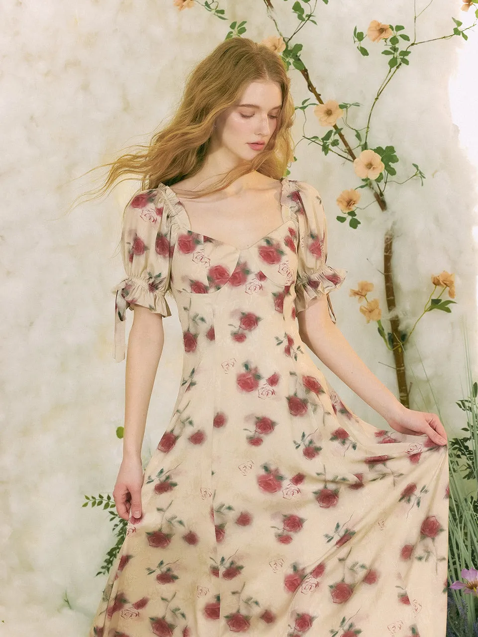 Rosa Heart Neck Long Dress