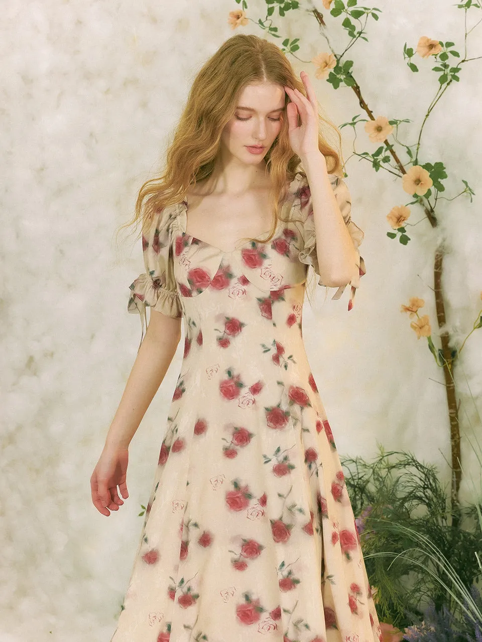 Rosa Heart Neck Long Dress