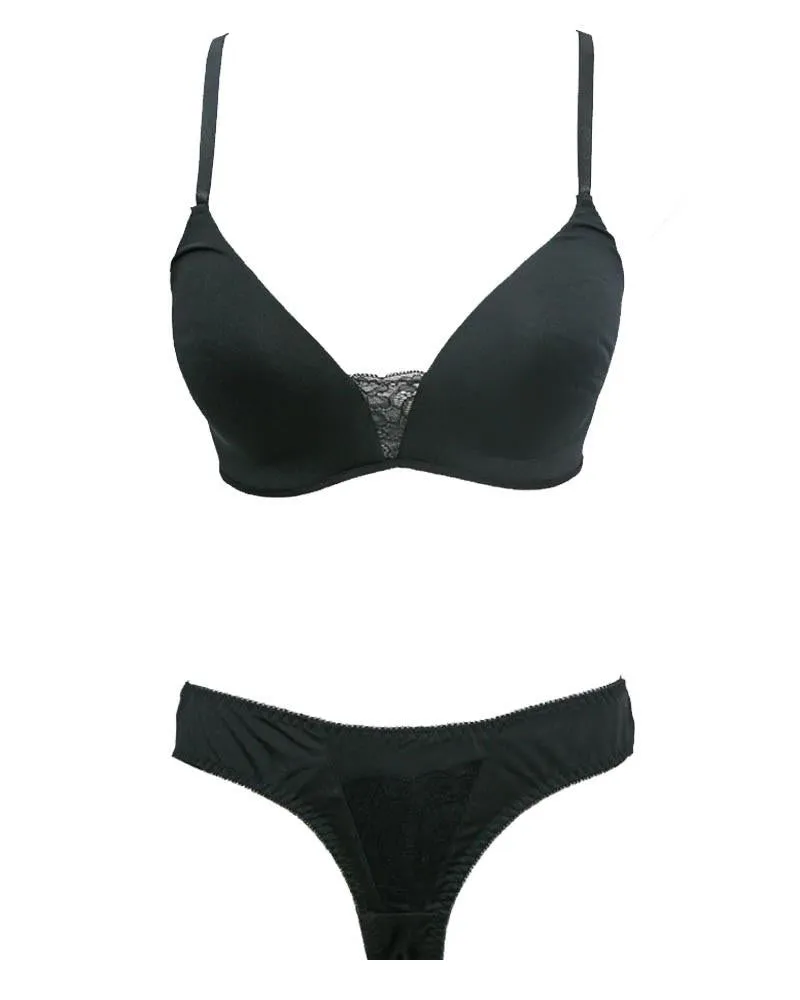 Sexy Black Bridal Bra Panty Set - Soft Padded Non Wired