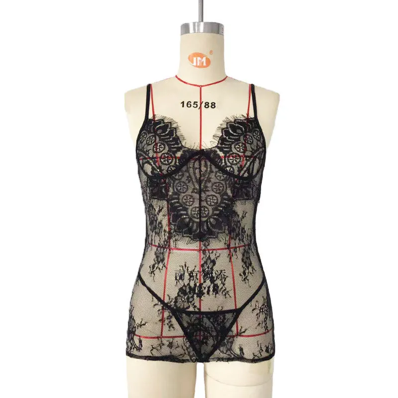 Sexy Transparent Stretch Lace Chemise Lingerie