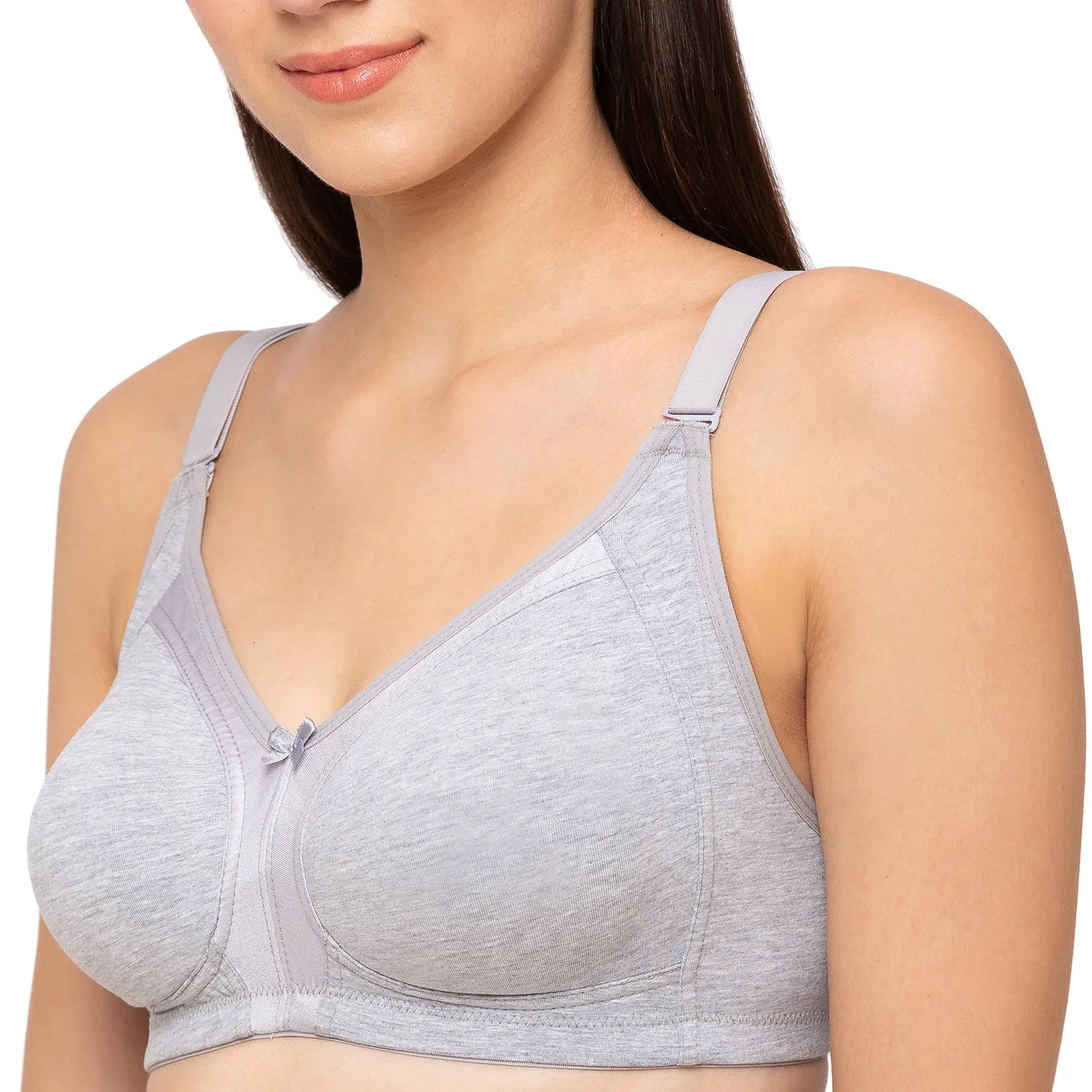 Shrishti-Plain Non Padded Full Cup Bra Grey