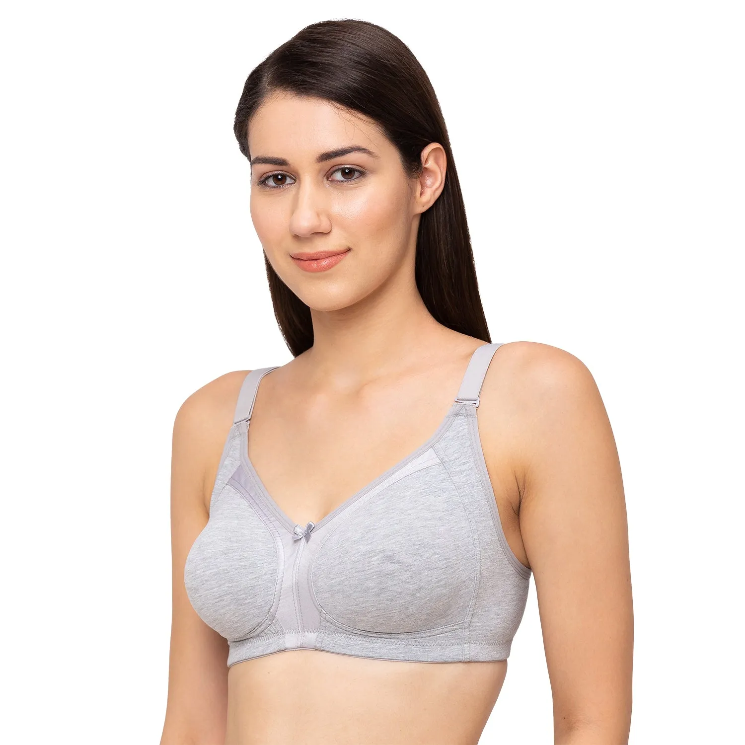 Shrishti-Plain Non Padded Full Cup Bra Grey