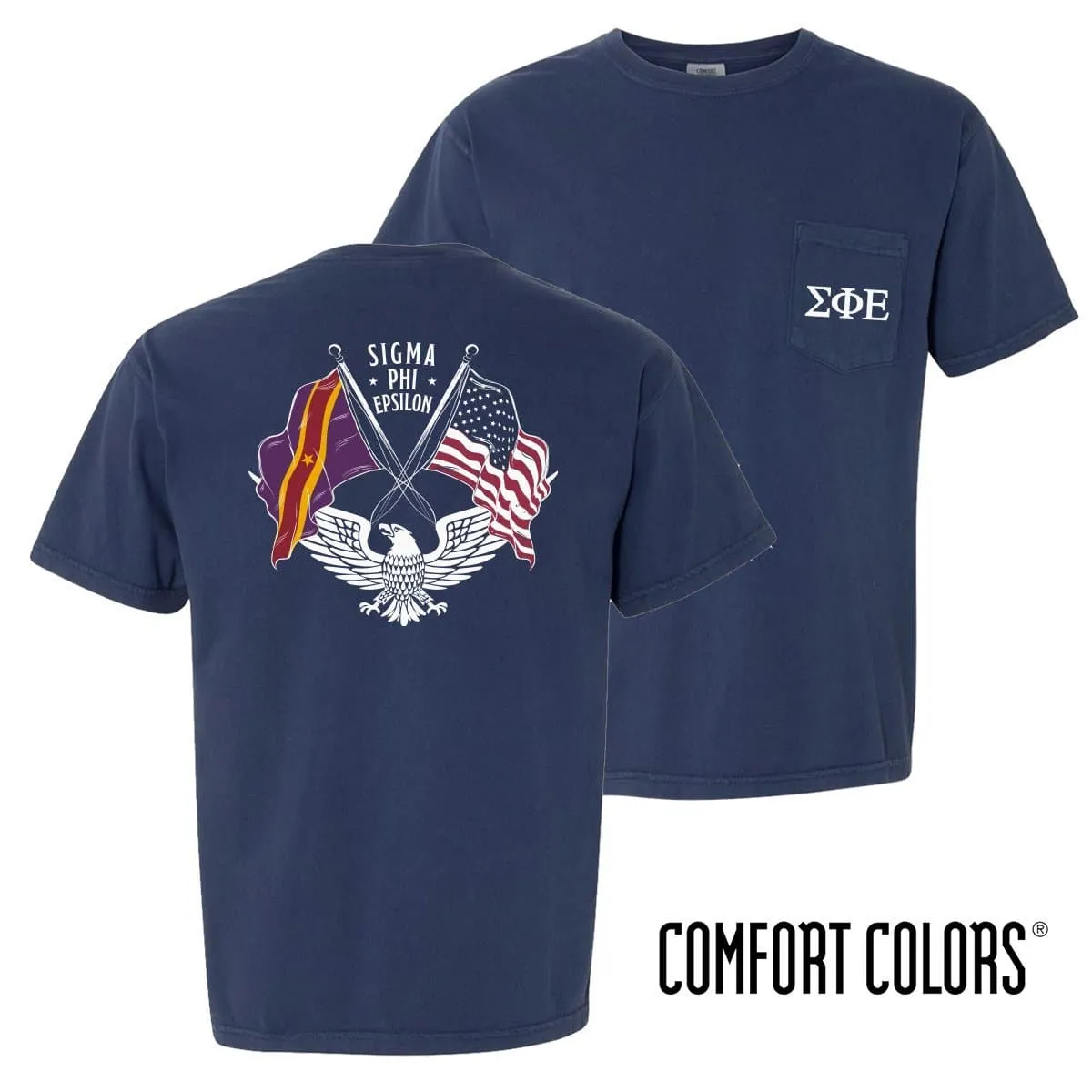 SigEp Comfort Colors Navy Patriot tee