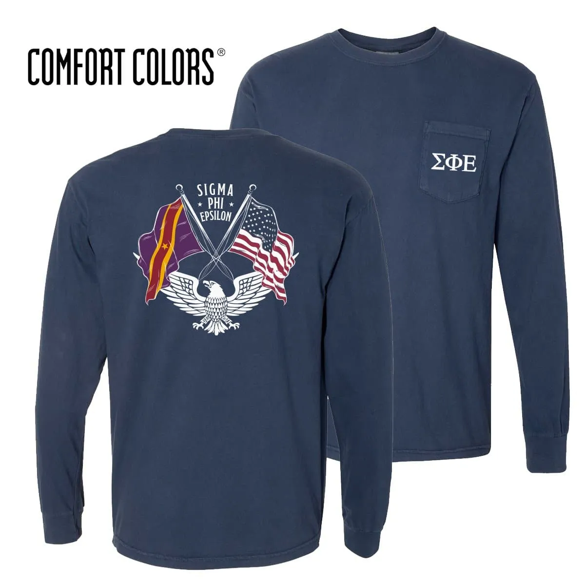SigEp Comfort Colors Navy Patriot tee