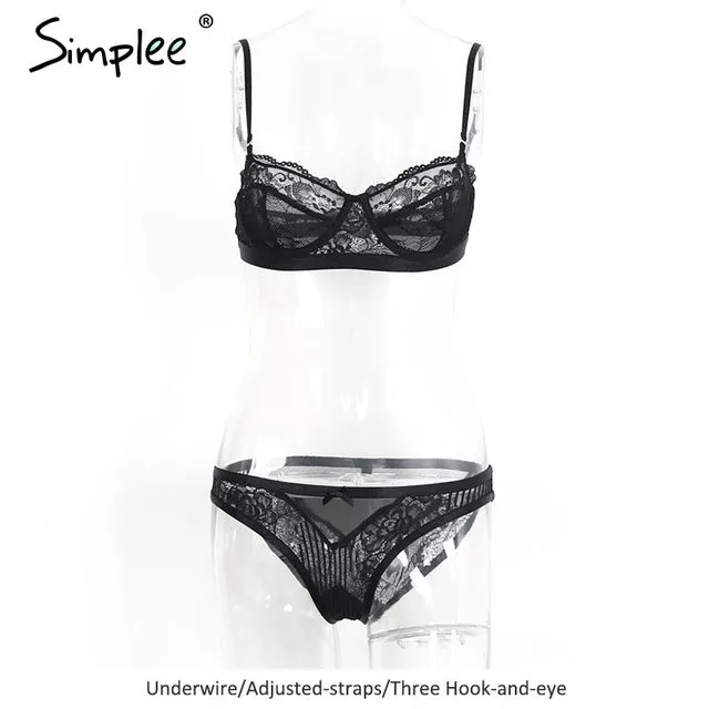 Simplee White lace transparent mesh lingerie