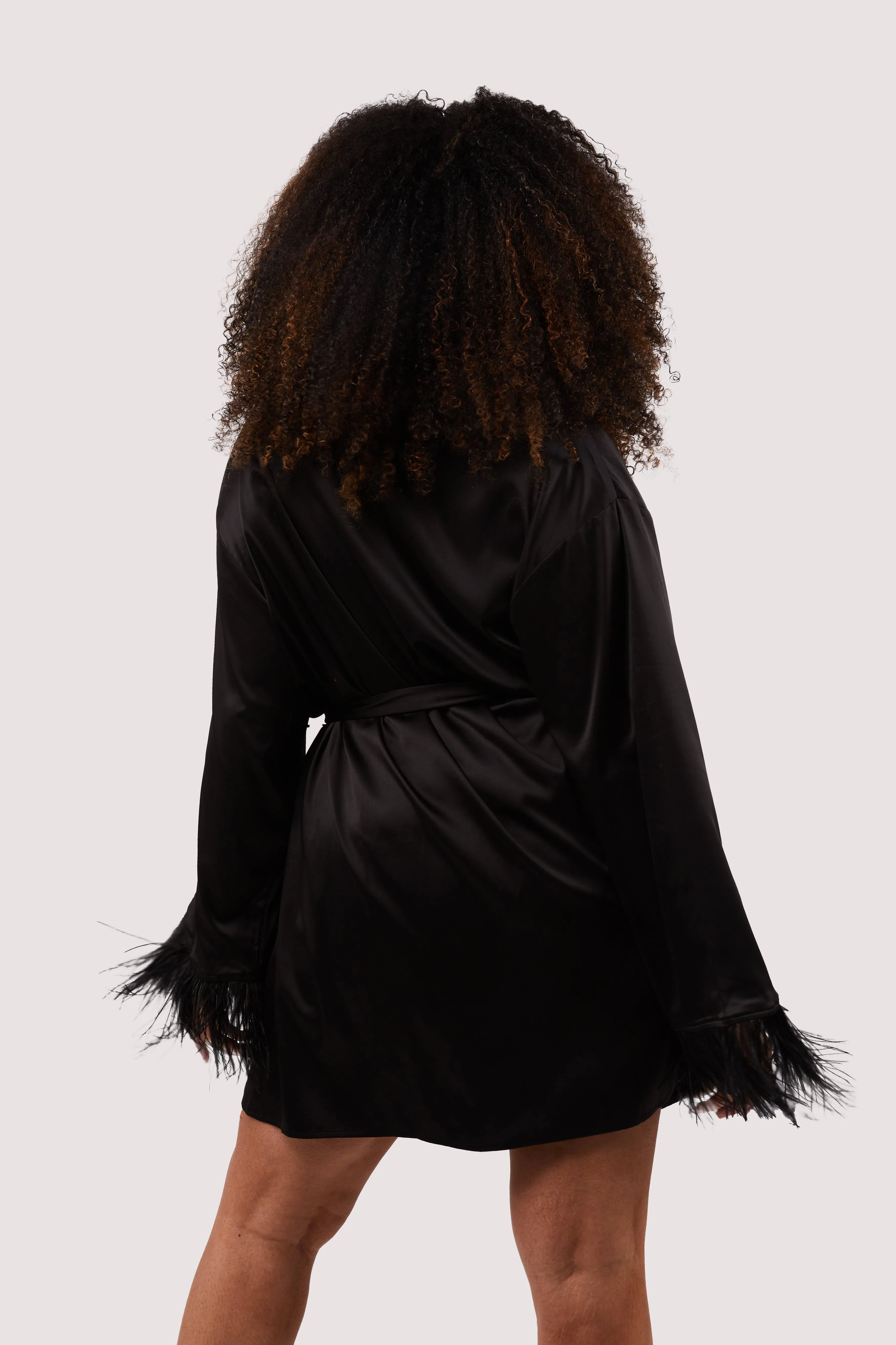 Sirus Black Satin Robe - sizes 6, 8 , 18   22