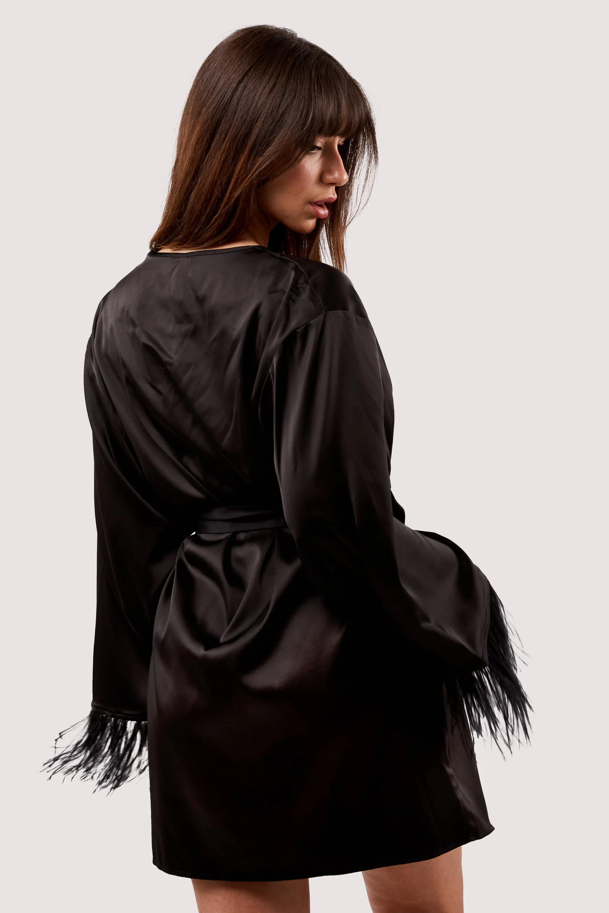Sirus Black Satin Robe - sizes 6, 8 , 18   22