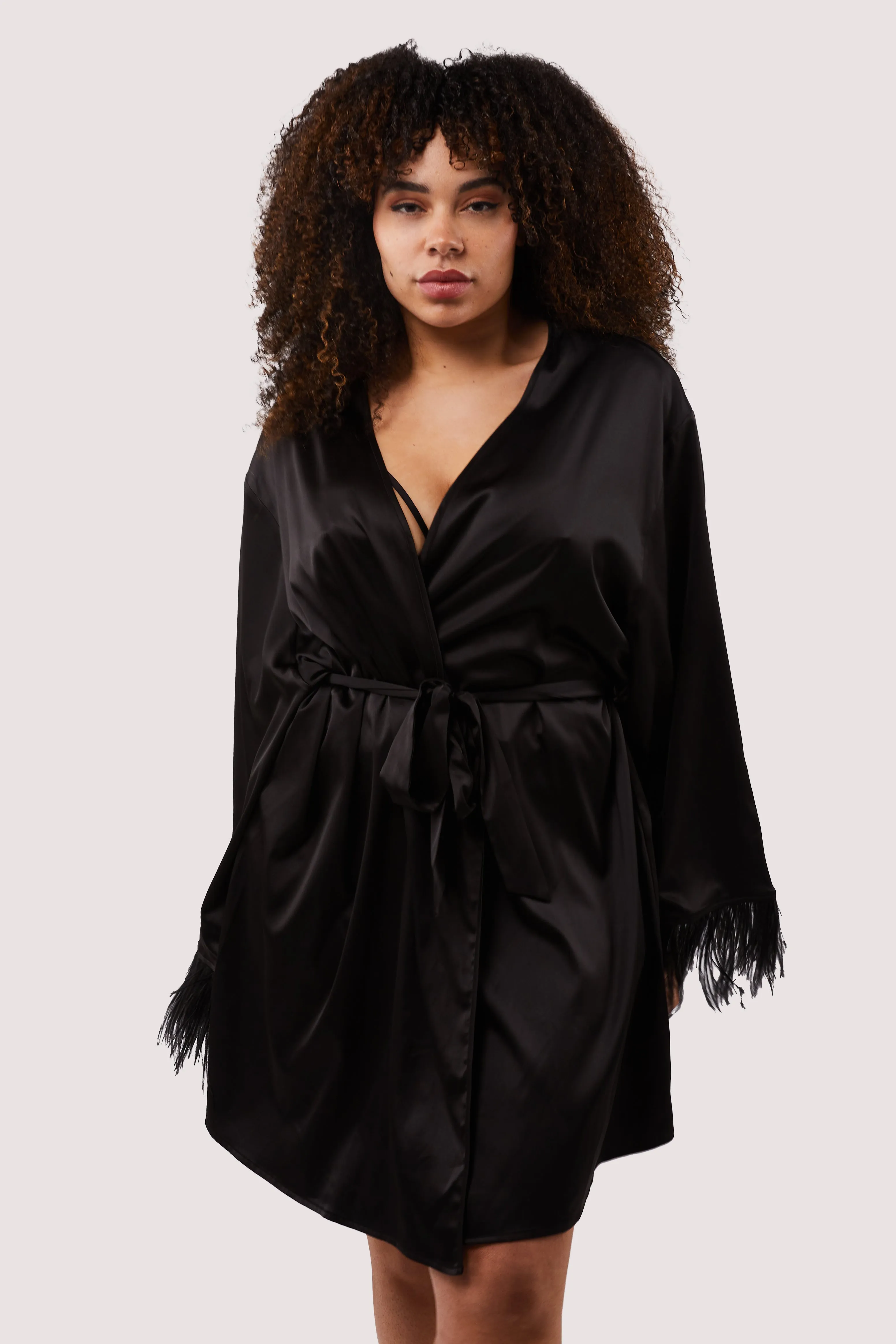 Sirus Black Satin Robe - sizes 6, 8 , 18   22