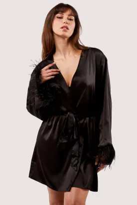 Sirus Black Satin Robe - sizes 6, 8 , 18   22