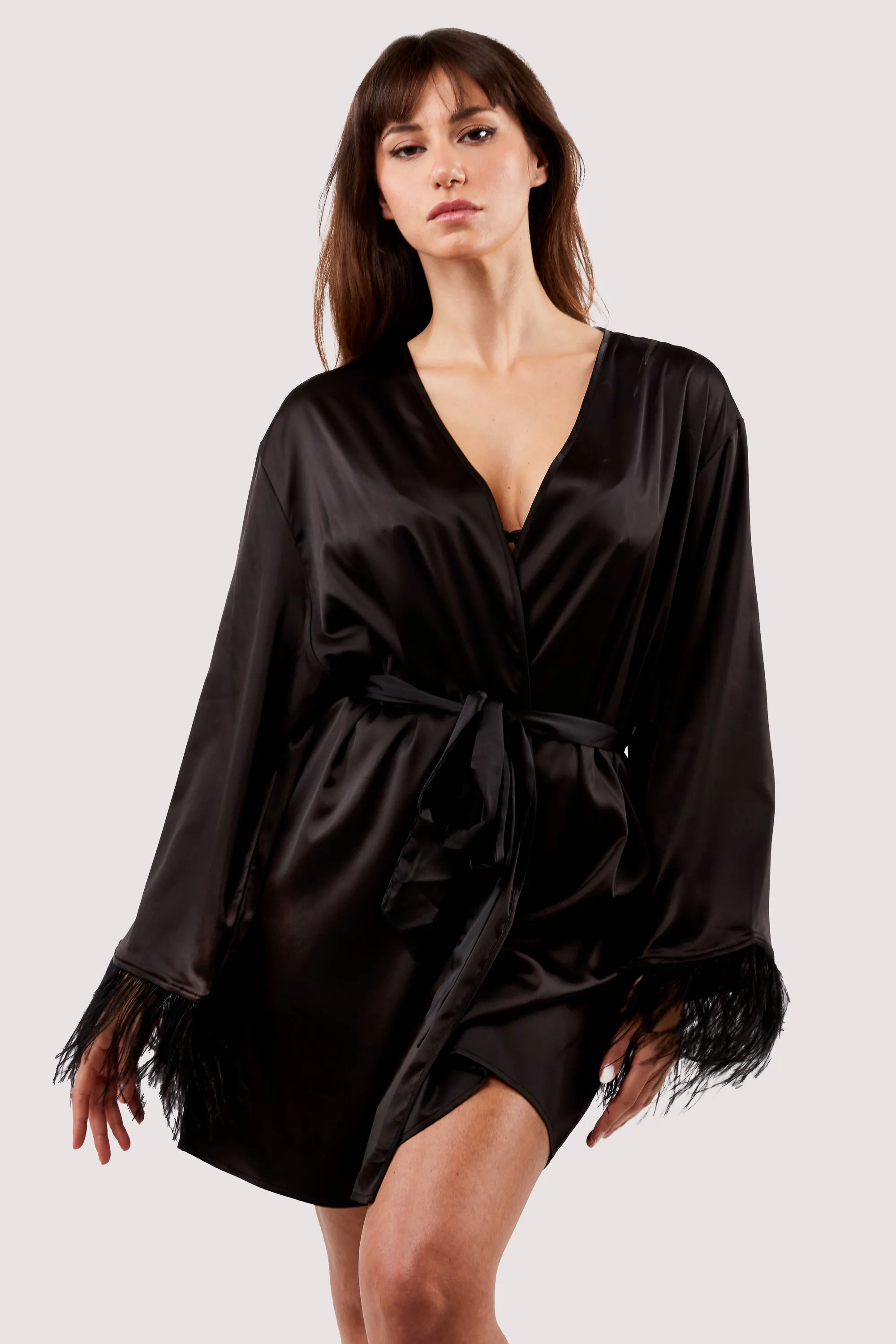 Sirus Black Satin Robe - sizes 6, 8 , 18   22