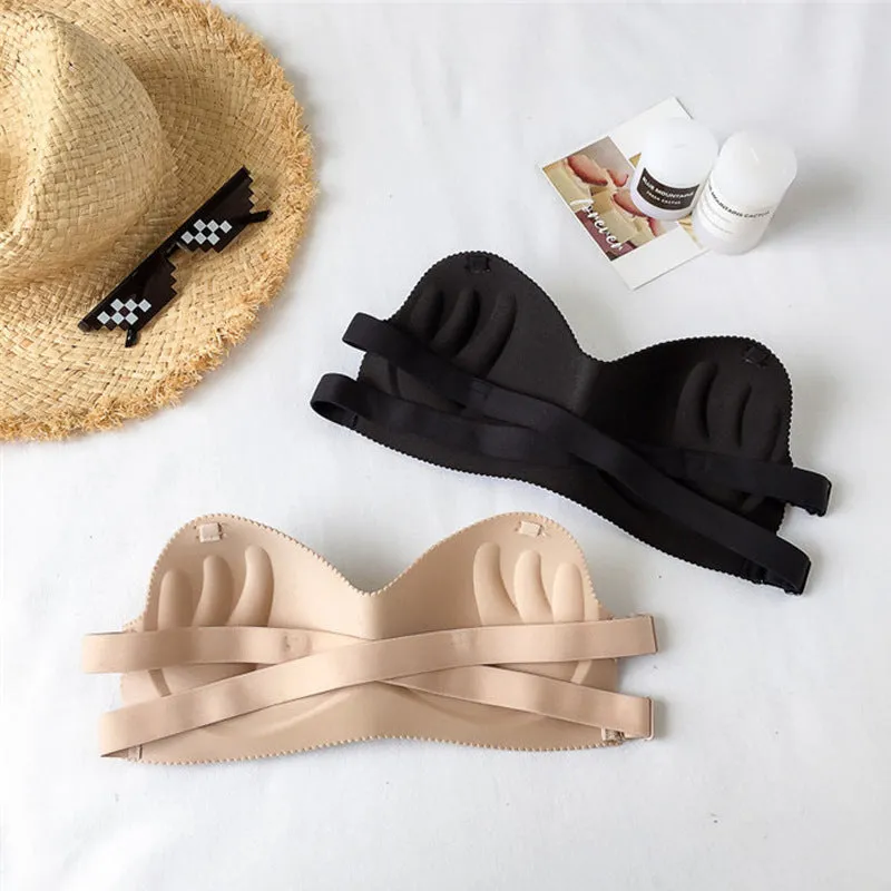 Solid Color Wrap Chest Strapless Invisible Underwear