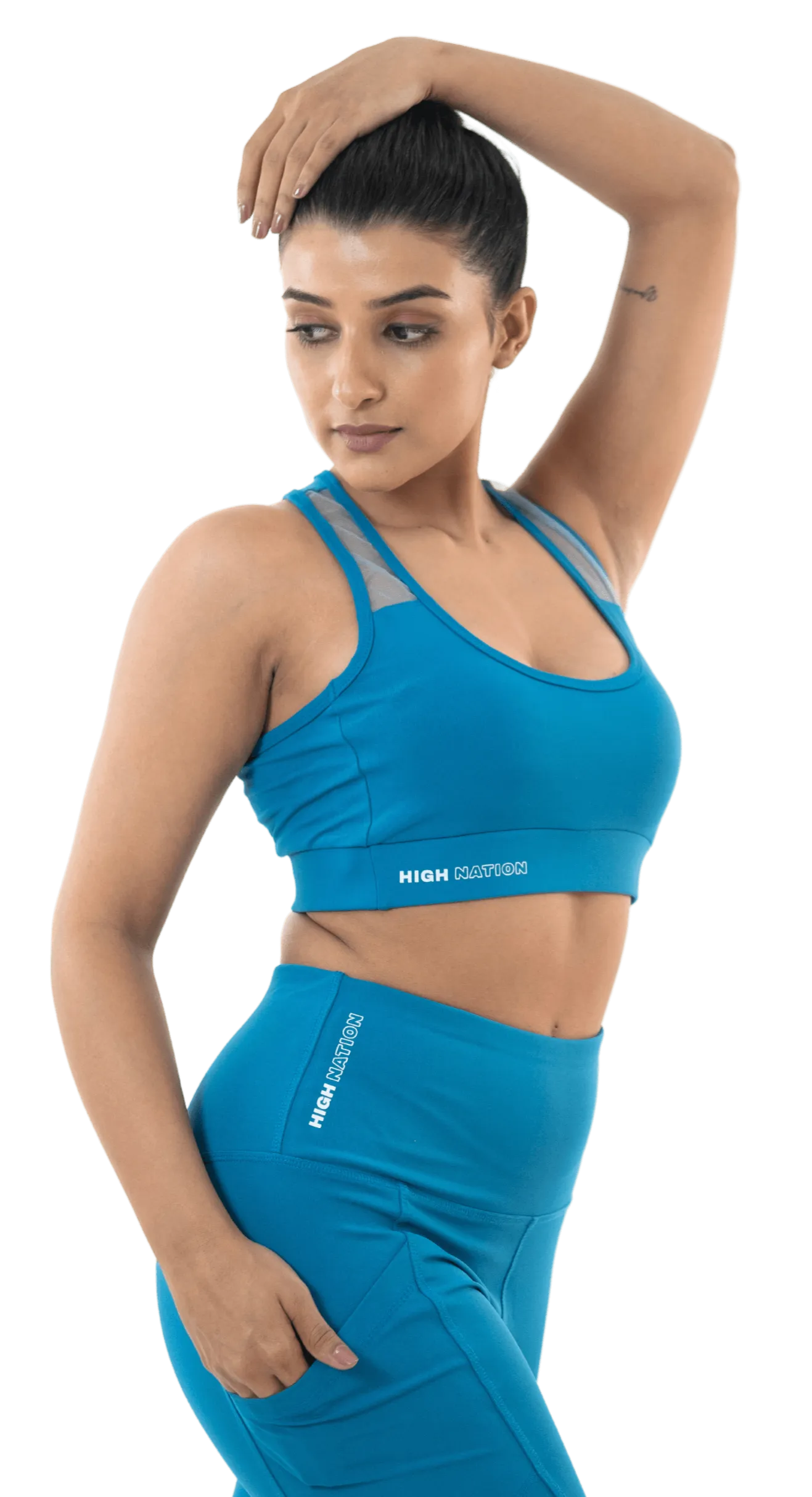 Solid Sea Port Blue Cross Back Sports Bra