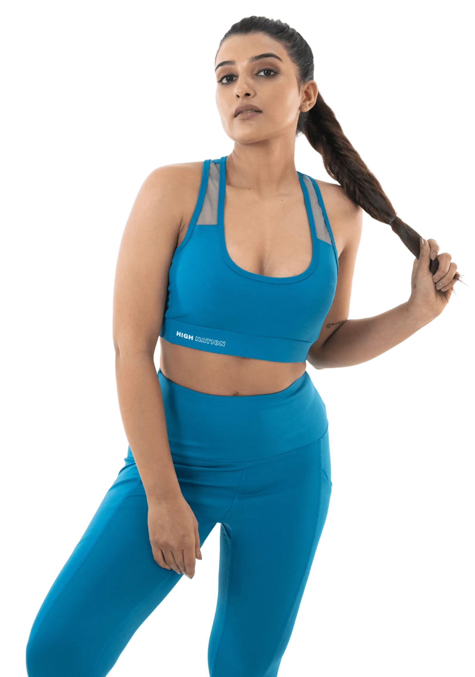 Solid Sea Port Blue Cross Back Sports Bra