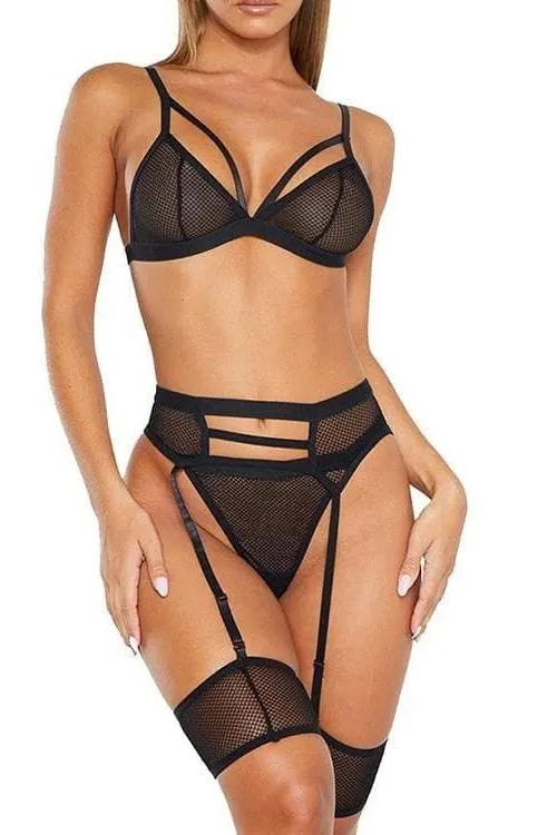 Transparent Mesh Design Lingerie Set