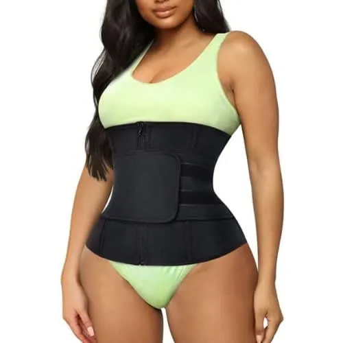 Women Workout Sauna Waist Trimmer with 2 Straps adjustable Hook Exercise Corset.