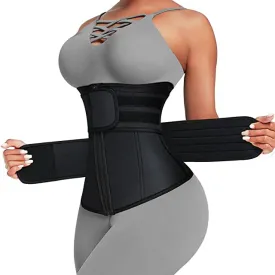 Women Workout Sauna Waist Trimmer with 2 Straps adjustable Hook Exercise Corset.