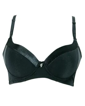 Women's Black Everyday Basic Comfort Lightly Padded Underwire Flourish Bra - Single Padded Bra - FL991